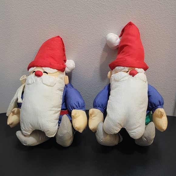Vintage Pair of Parachute Puffy‎ Nylon 12" Santa Claus Plushies READ - Picture 1 of 12